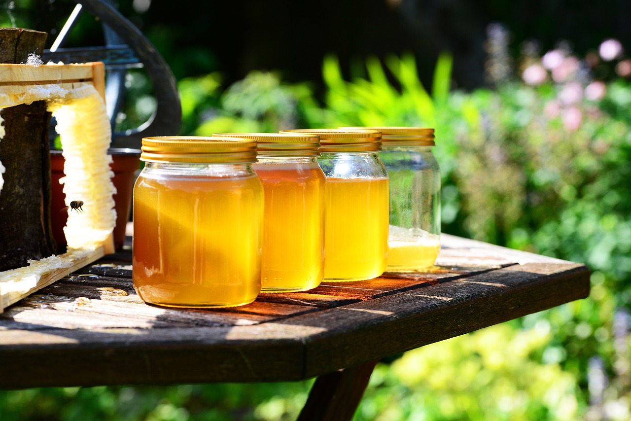 honey, jars, nature