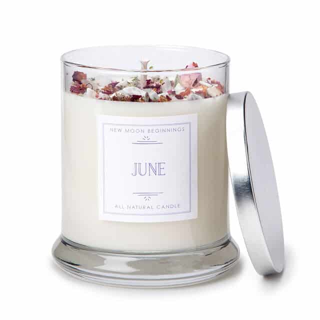 June Birth Month Gemstone & Rose Flower Candle