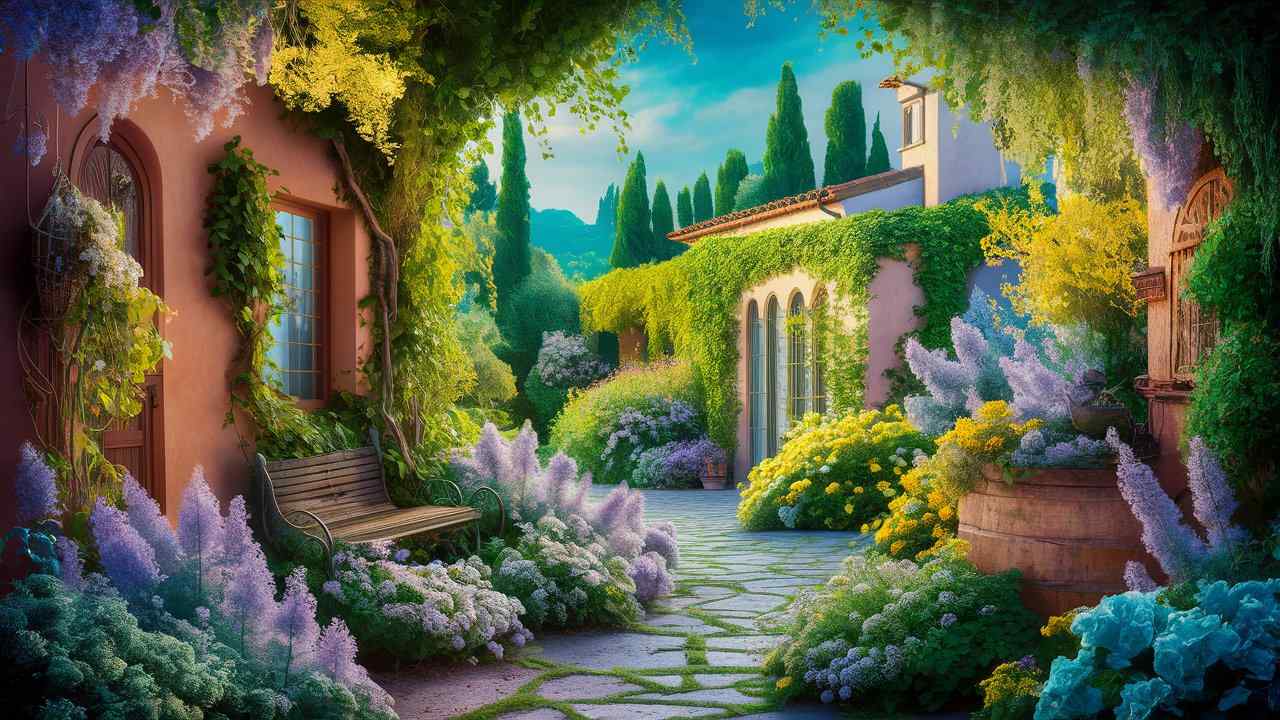 Mediterranean garden painting 564654