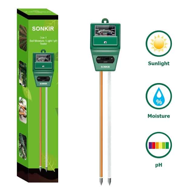 Sonkir Soil pH Meter, MS02 3-in-1 Soil Moisture-Light-pH Tester