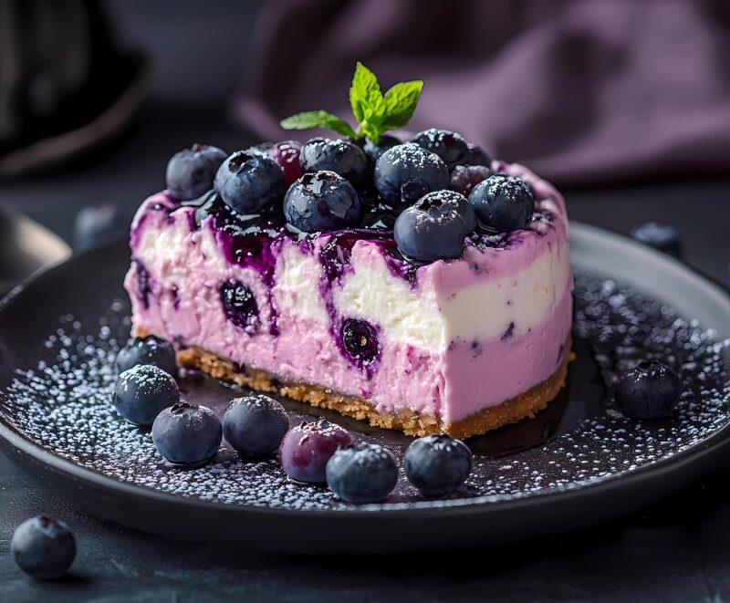 ai generated, blueberry cheesecake, cheesecake, cake, sweet, dessert, food, delicious, baked, berries