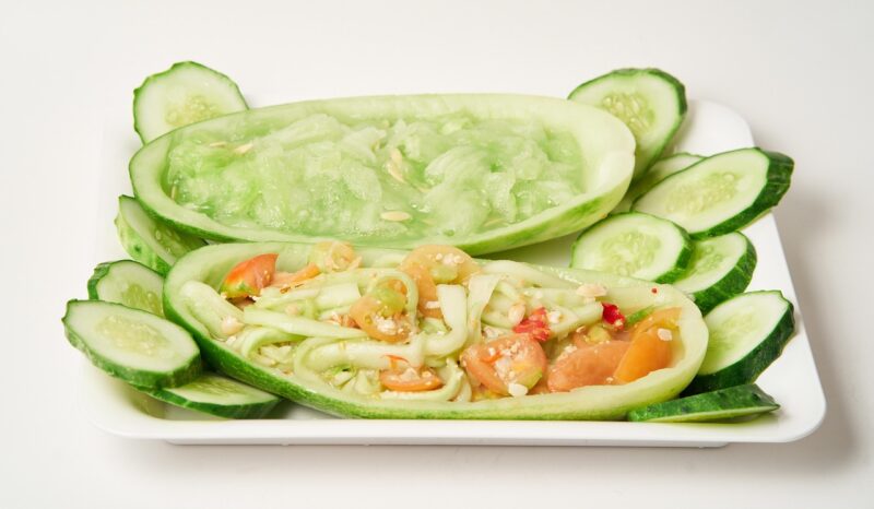 cucumber salad, cucumber, fresh, vegetables