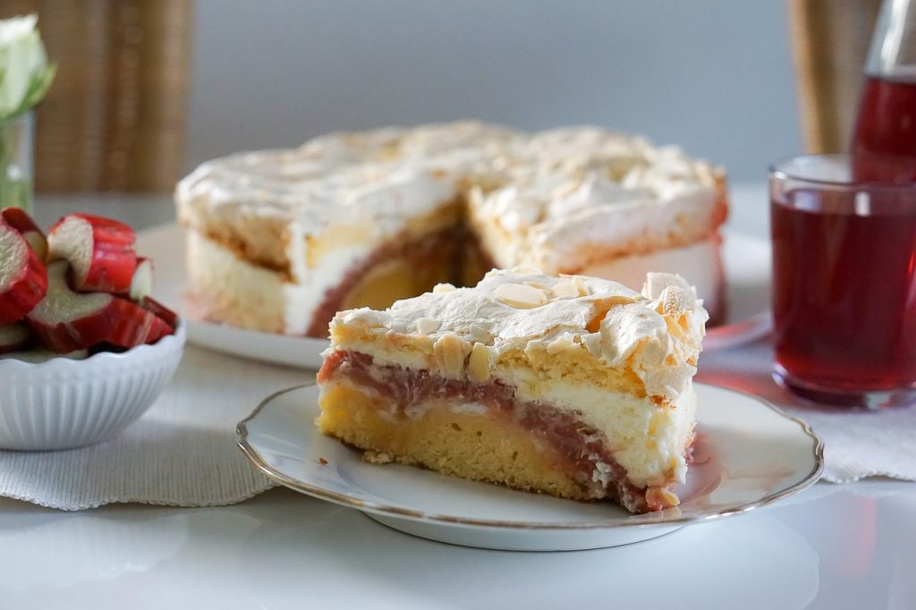 rhubarb cake, cake, dessert