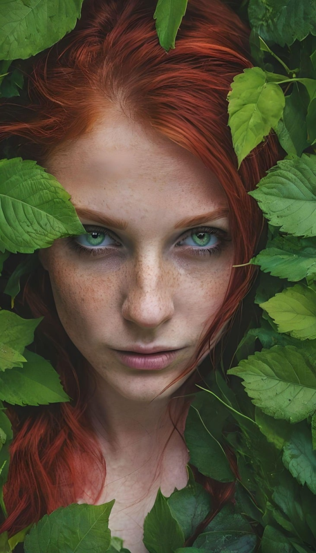 woman, portrait, green